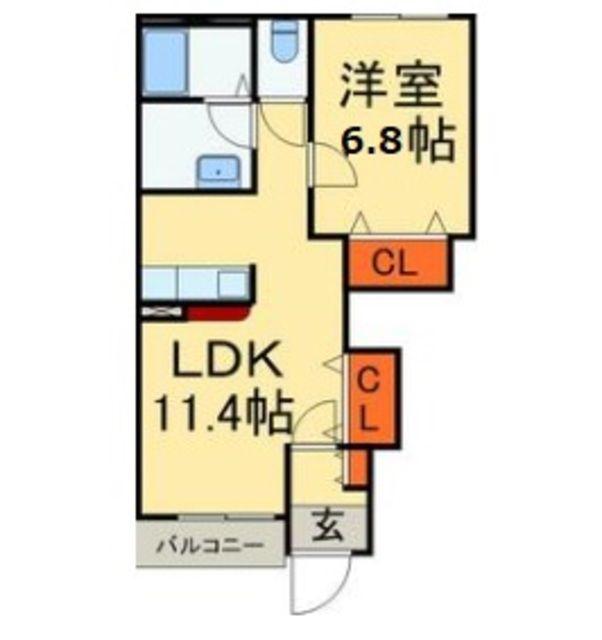 ベル・グラース(1LDK/1階)の間取り写真