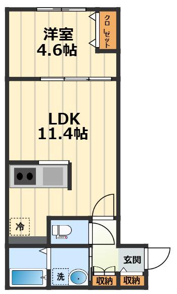 カインドネス八王子元横山町(1LDK/3階)の間取り写真