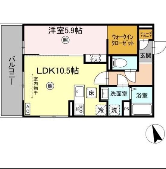 PREMILIFE須賀II(1LDK/2階)の間取り写真