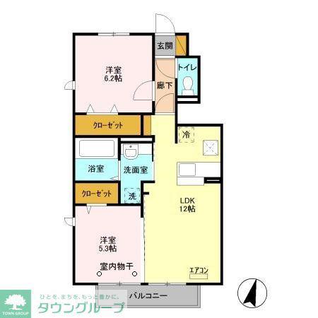 メゾン桜の里(2LDK/1階)の間取り写真