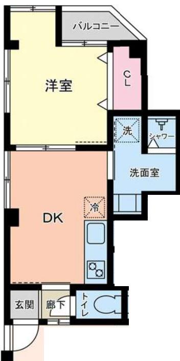 第2和光ハイツ(1DK/3階)の間取り写真