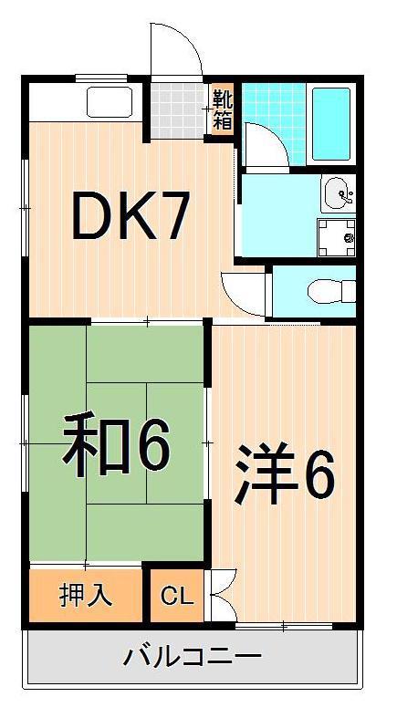 ブルーウッド保塚(2DK/3階)の間取り写真