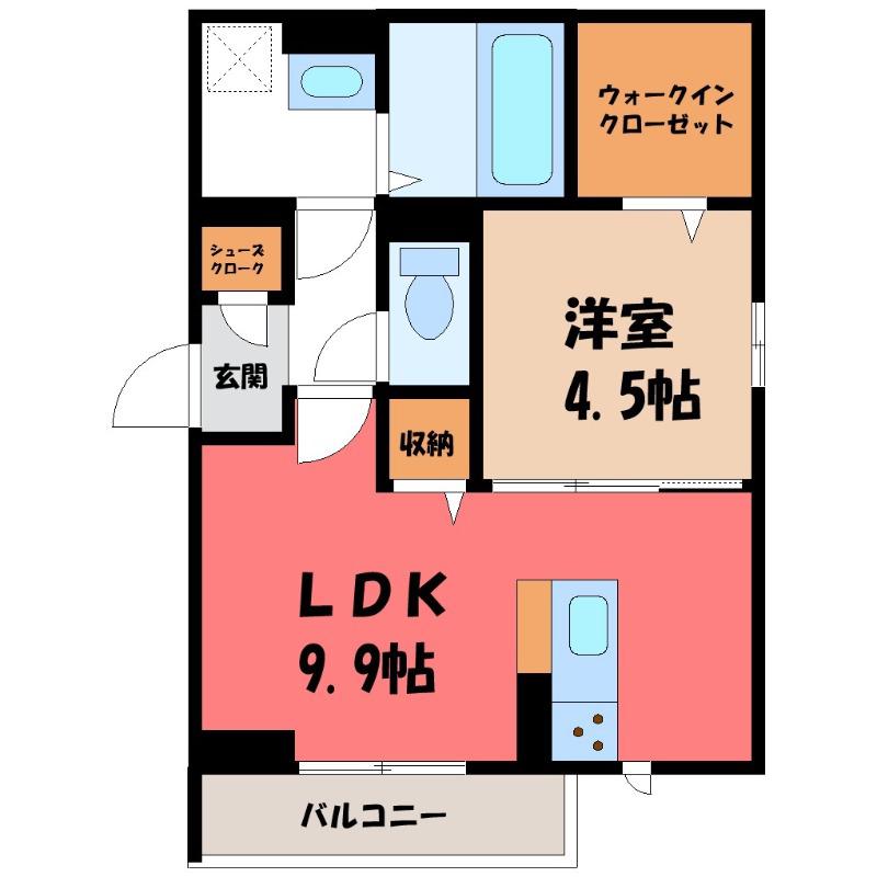 ミレニアセジュール熊谷(1LDK/3階)の間取り写真