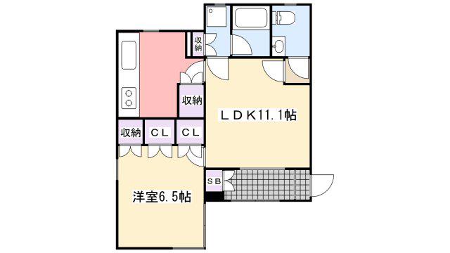 CASA(1LDK/1階)の間取り写真