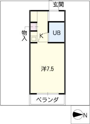 アーバンハイツ青山(ワンルーム/2階)の間取り写真