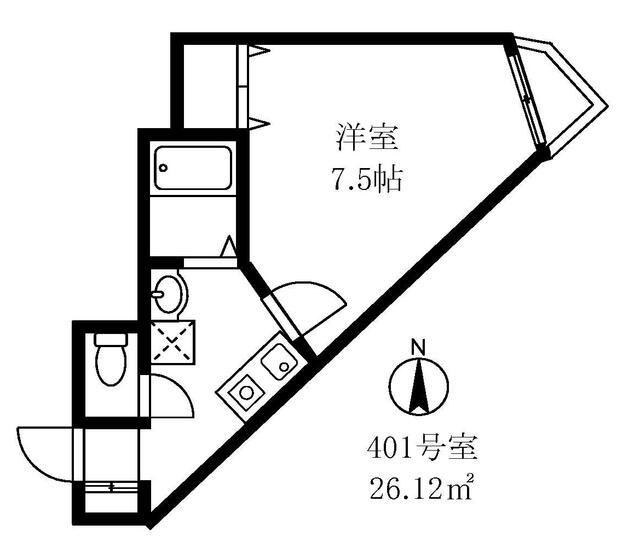 アルビオン田端(1K/4階)の間取り写真