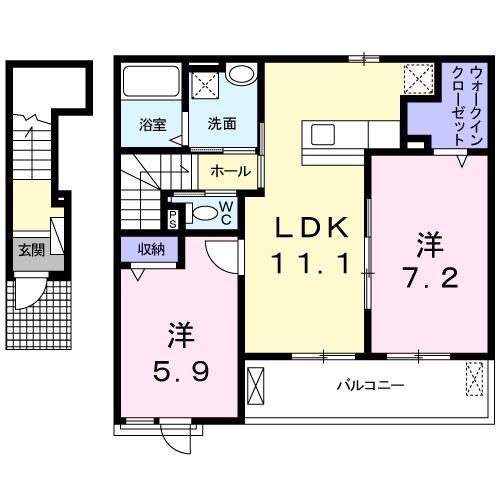 ファミール・K参番館II(2LDK/2階)の間取り写真