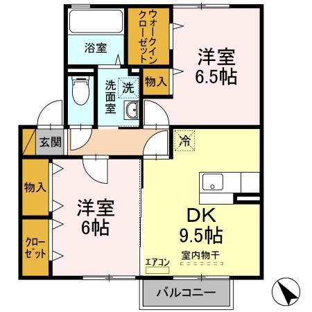マローネB(2DK/2階)の間取り写真