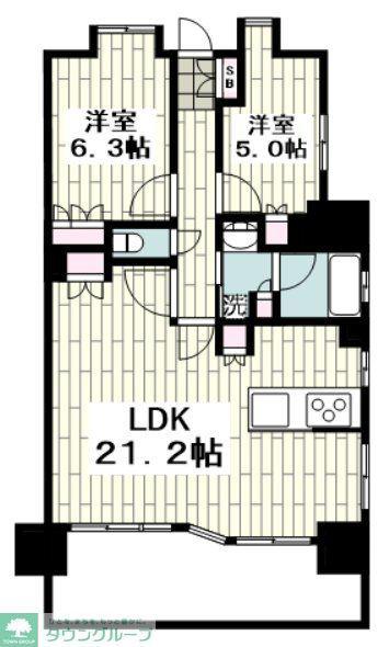 ライオンズ横濱マークレジデンス(2LDK/10階)の間取り写真