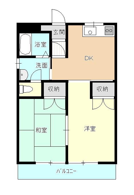 Mコート上田(2DK/1階)の間取り写真