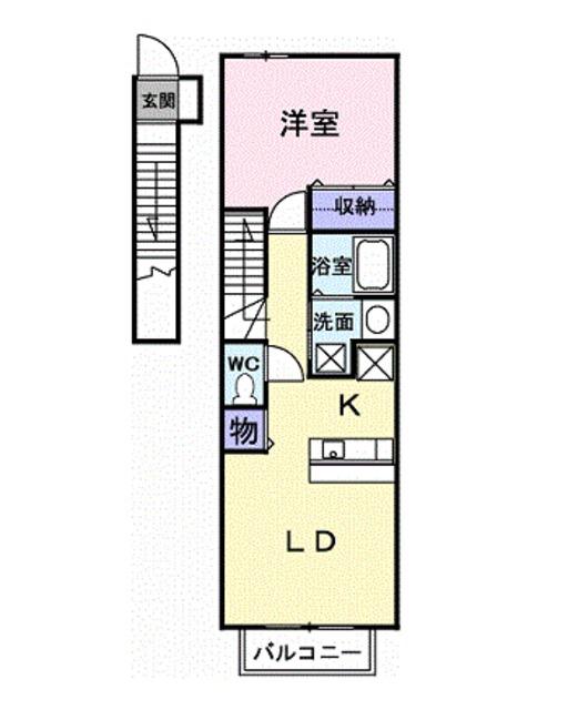 プリムローズ梶取(1LDK/2階)の間取り写真