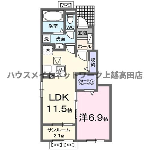ベル パトリ B(1LDK/1階)の間取り写真