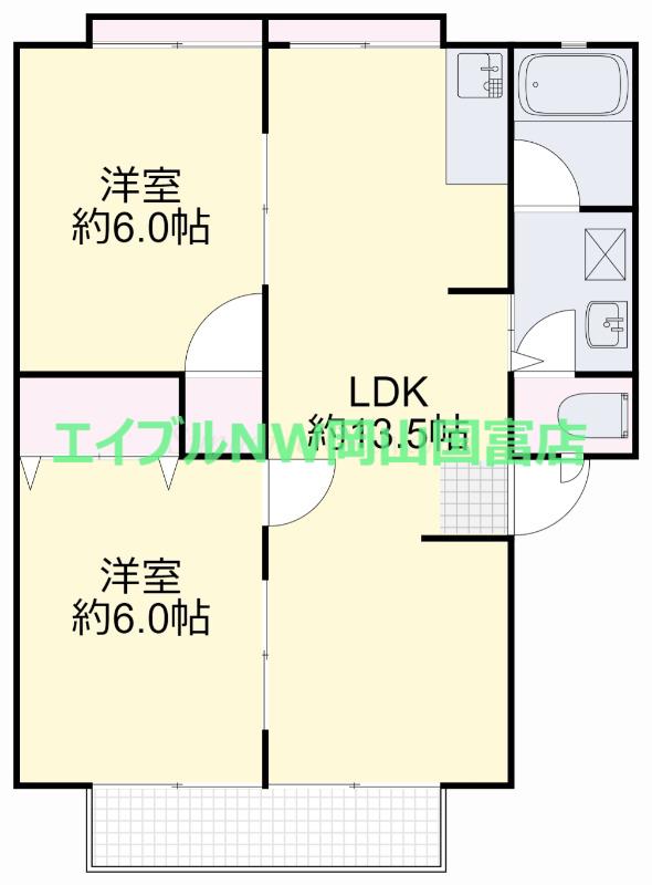 コーポ赤坂(2LDK/2階)の間取り写真
