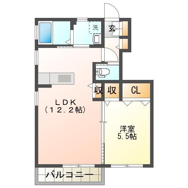 ロックブリッジ(1LDK/1階)の間取り写真