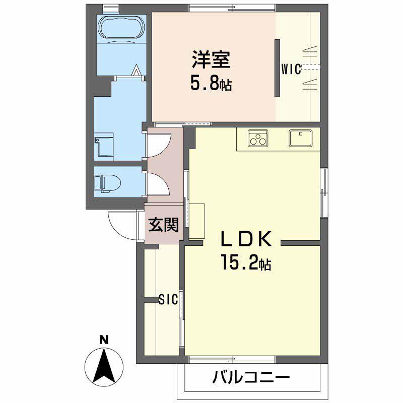 プリムローズ(1LDK/1階)の間取り写真