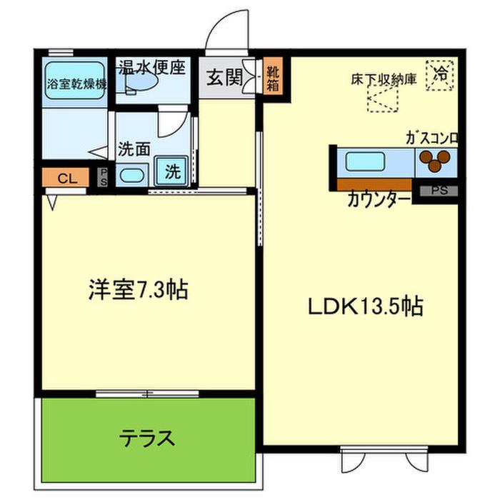 パルファンヴィラーチェ(1LDK/1階)の間取り写真