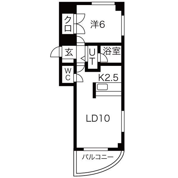 グランデ・トール(1LDK/6階)の間取り写真