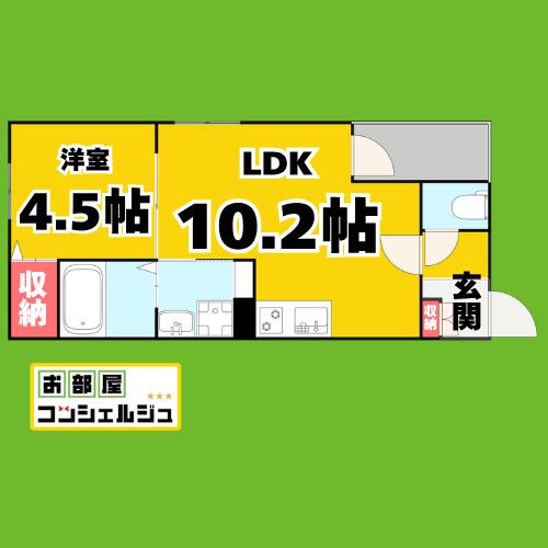 DELA本陣通(1LDK/1階)の間取り写真