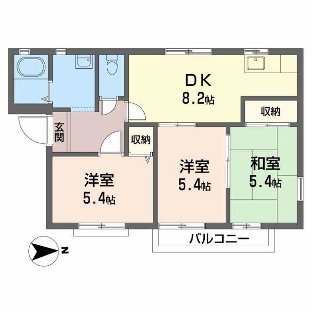 パークコート(3DK/1階)の間取り写真