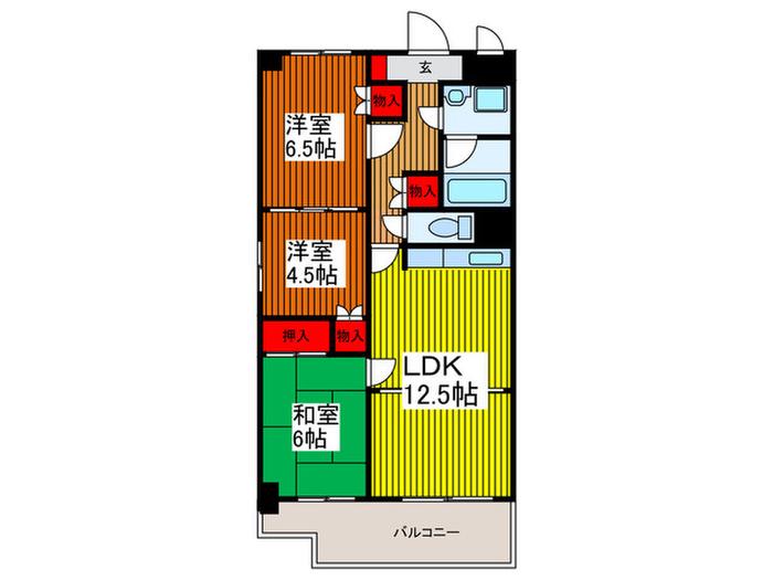 ヴァーテクスカワグチ(3LDK/2階)の間取り写真