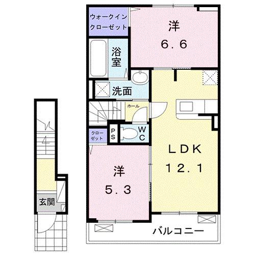 グローヴ・ガーデンXII(2LDK/2階)の間取り写真