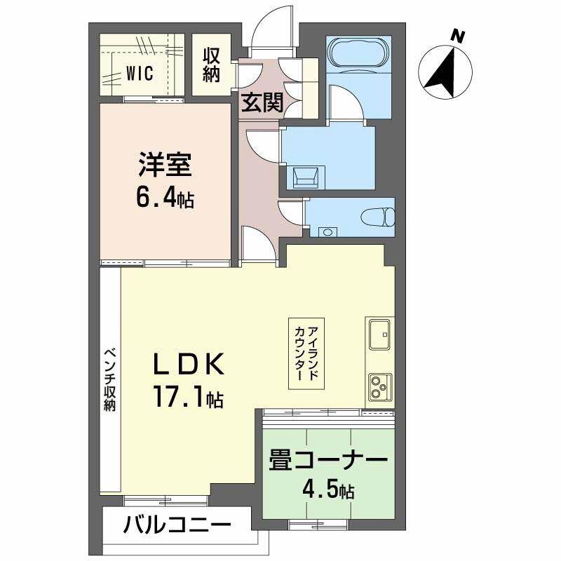 AZUR米山(2LDK/1階)の間取り写真