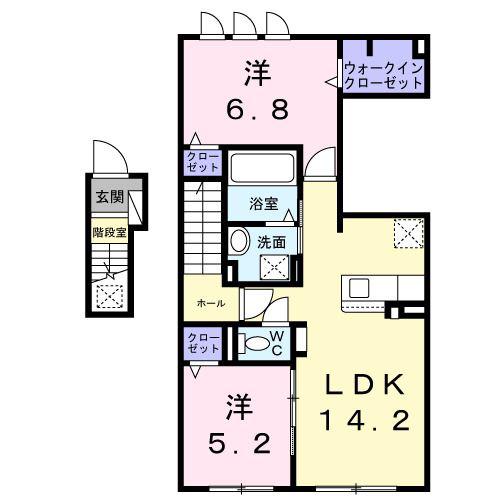 ソナーレII(2LDK/2階)の間取り写真