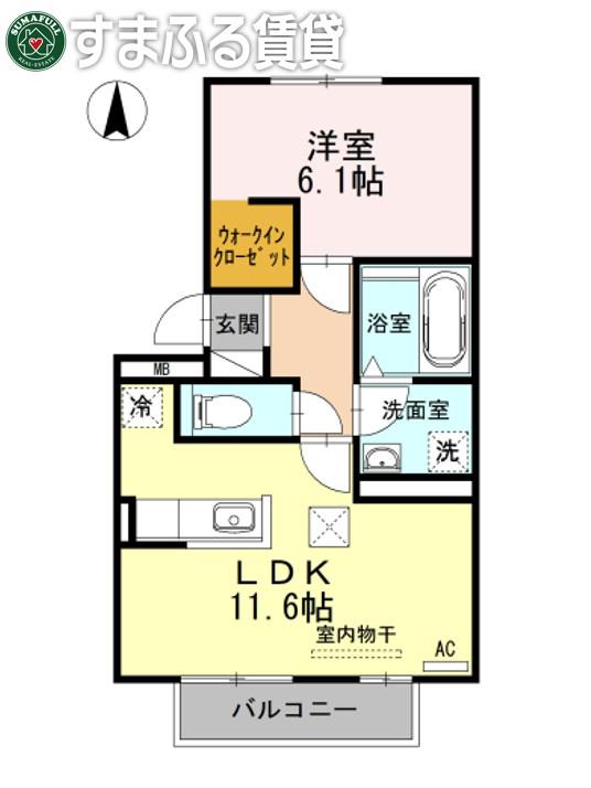 メゾン榎田(1LDK/1階)の間取り写真