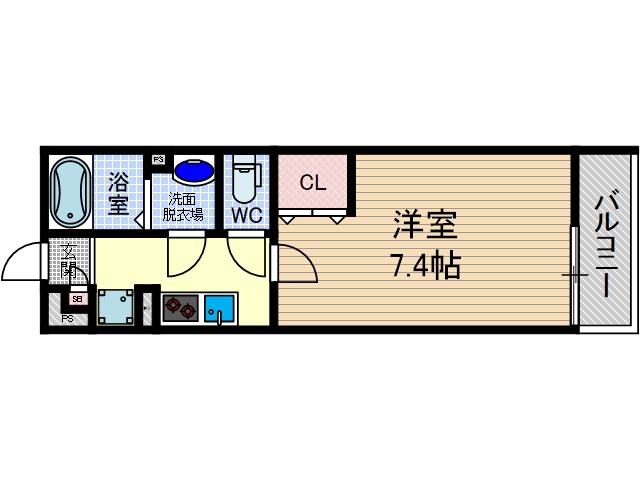リブリ・茨木春日2(1K/1階)の間取り写真