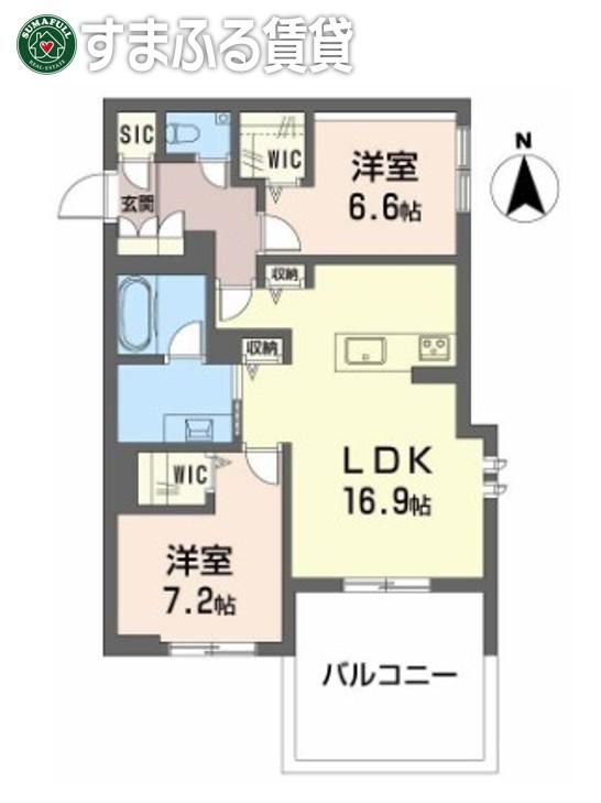 プレミアス御幸(2LDK/1階)の間取り写真