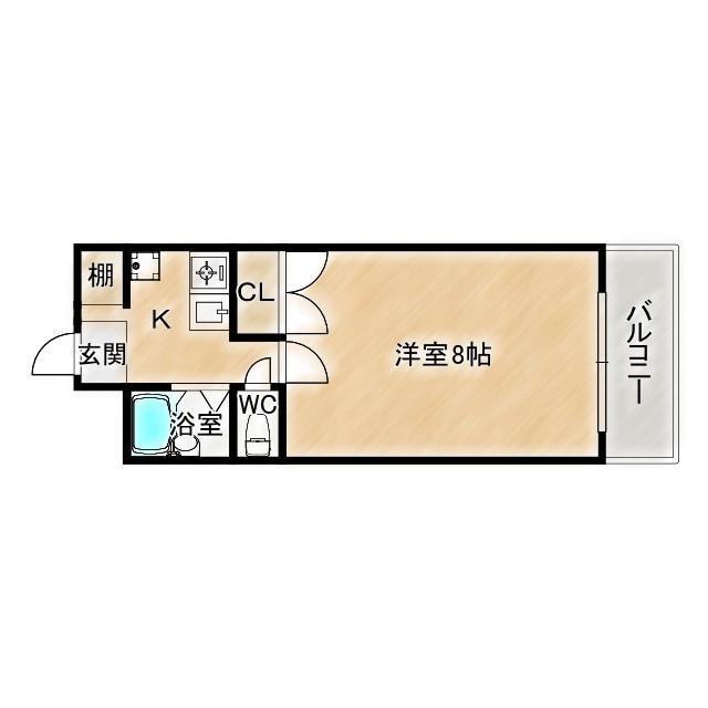 CUBE森小路(1K/4階)の間取り写真