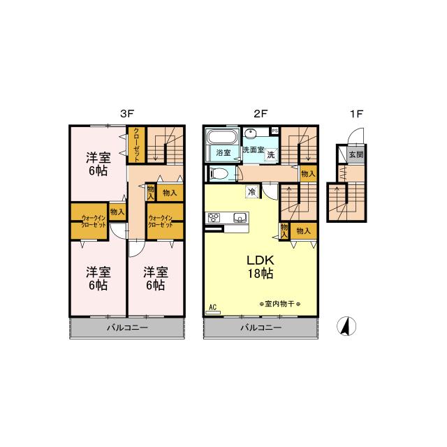 D-ROOM コンフォート(3LDK/2階)の間取り写真