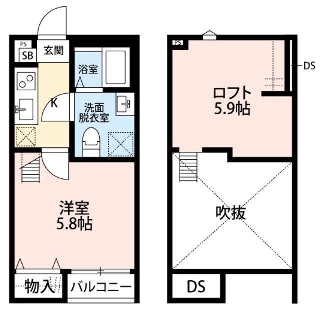 KAHALE東大宮(1K/1階)の間取り写真