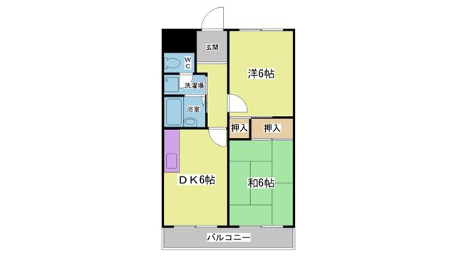 ゲルメンハイツ(2DK/4階)の間取り写真