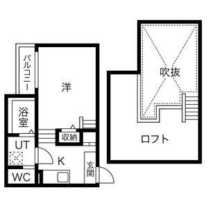 CREO庄内通伍番館(1SK/2階)の間取り写真