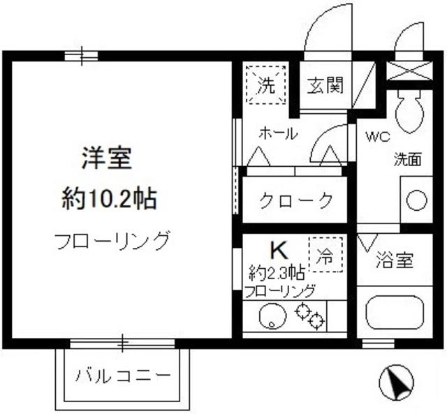クレスト・ベルゲン(1K/1階)の間取り写真
