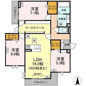 江向PARK(3LDK/1階)の間取り写真