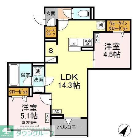 セレスティア東尾久II(2LDK/2階)の間取り写真