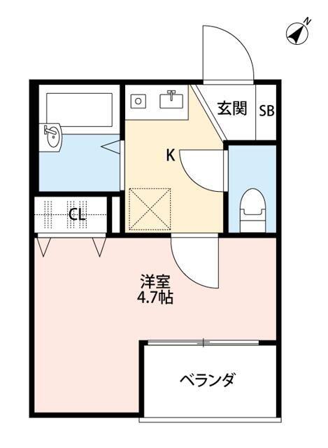 グランパイン小岩(1K/1階)の間取り写真