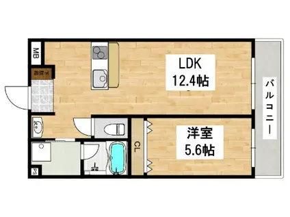 クレストKOBE(1LDK/2階)の間取り写真