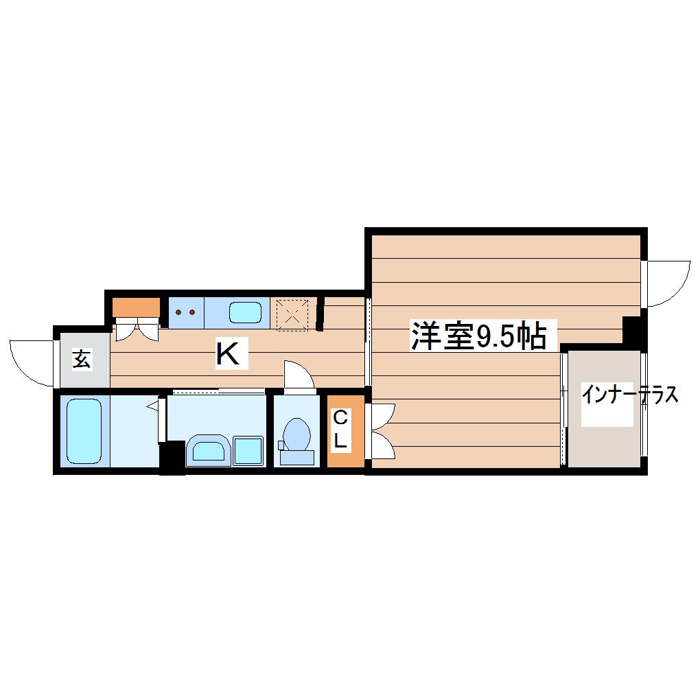 シャンテ(1K/1階)の間取り写真