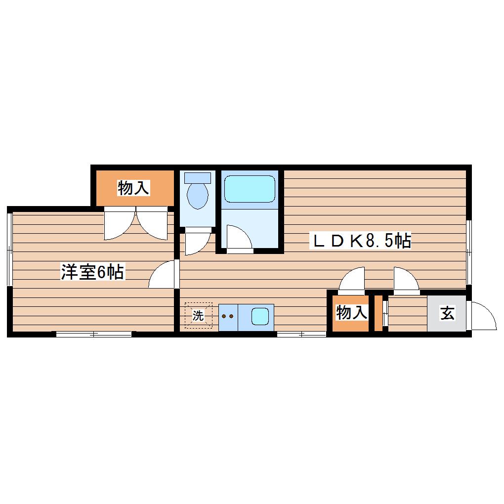 カ ー サ ・ レ イ(1LDK/1階)の間取り写真