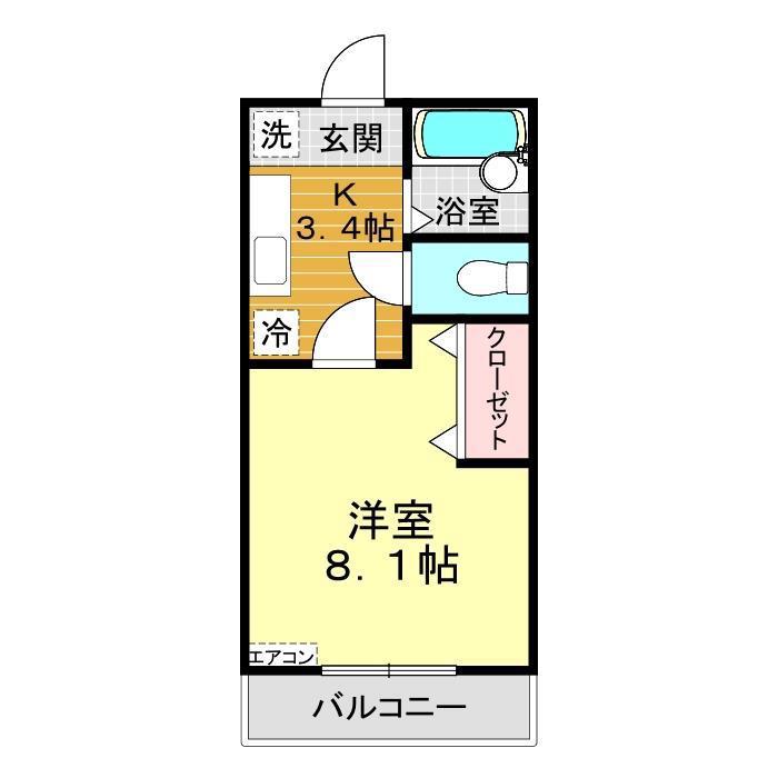 JGハイツ(1K/2階)の間取り写真