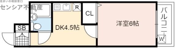ルナ今福21(1DK/3階)の間取り写真
