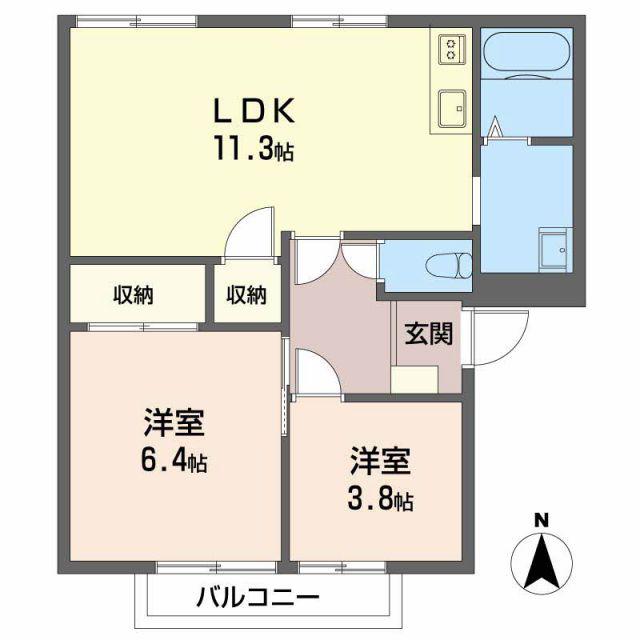 グレートタウン立川 C(2LDK/1階)の間取り写真