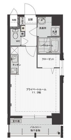 レジデンシャルヒルズ・プライムスクエア(ワンルーム/9階)の間取り写真