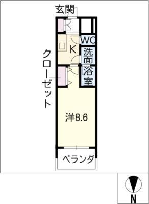 フローラル東別院(1K/13階)の間取り写真