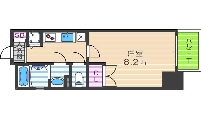レジュールアッシュ梅田LUXE(1K/13階)の間取り写真