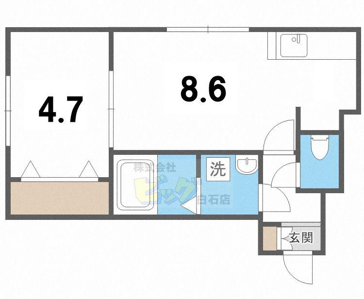 ヴィラメゾン菊水6条(1LDK/3階)の間取り写真