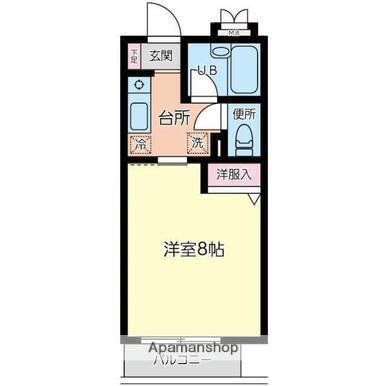 ハーベストタウン(1K/2階)の間取り写真